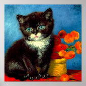 Van Gogh Tuxedo Cat Poster (Voorkant)