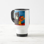 Van Gogh Tuxedo Cat Reisbeker (Voorkant links)