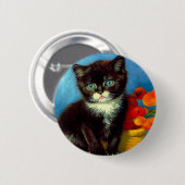 Van Gogh Tuxedo Cat Ronde Button 5,7 Cm (Voorkant /achterkant)