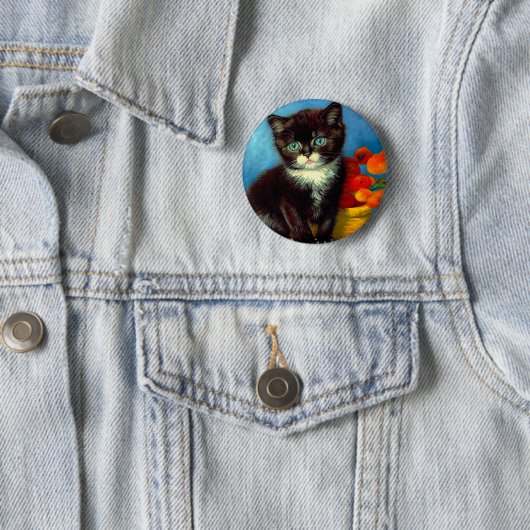 Van Gogh Tuxedo Cat Ronde Button 5,7 Cm (In situ)