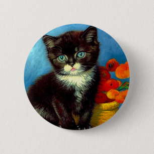 Van Gogh Tuxedo Cat Ronde Button 5,7 Cm