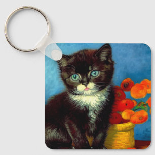 Van Gogh Tuxedo Cat Sleutelhanger