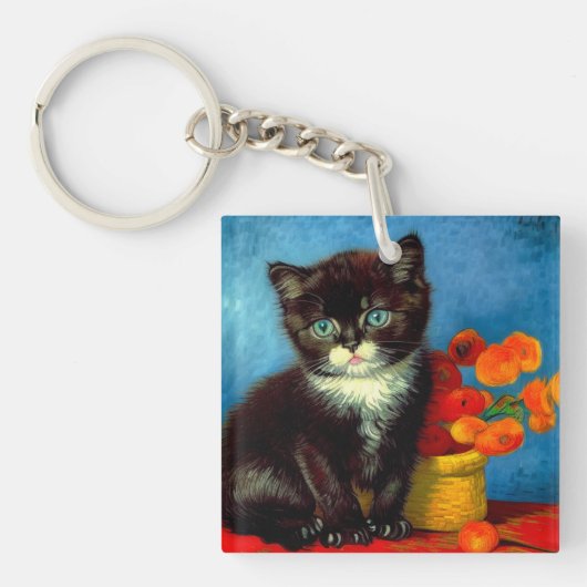 Van Gogh Tuxedo Cat Sleutelhanger (voorkant)