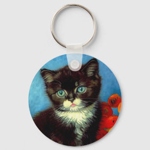 Van Gogh Tuxedo Cat Sleutelhanger