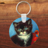 Van Gogh Tuxedo Cat Sleutelhanger (Voorkant)
