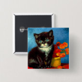 Van Gogh Tuxedo Cat Vierkante Button 5,1 Cm (Voorkant /achterkant)