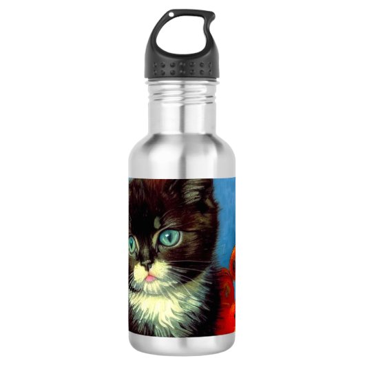 Van Gogh Tuxedo Cat Waterfles (Voorkant)
