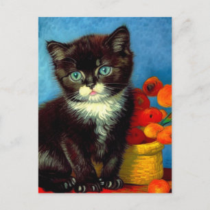 Van Gogh Tuxedo Kat Feestdagenkaart