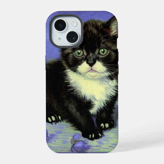 Van Gogh Tuxedo Kitten iPhone 15 Case (Achterkant)
