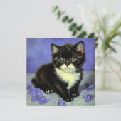 Van Gogh Tuxedo Kitten Kaart (Staand voorkant)