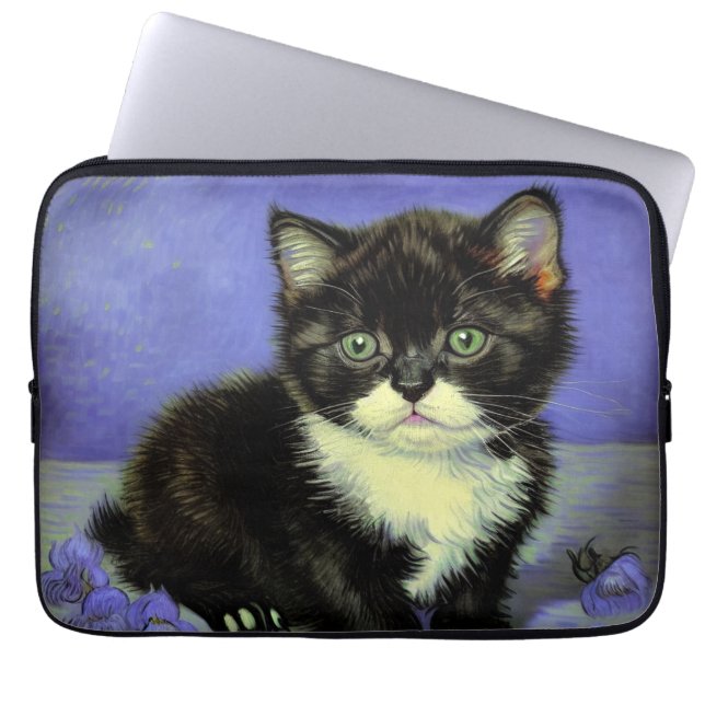 Van Gogh Tuxedo Kitten Laptop Sleeve (Voorkant)