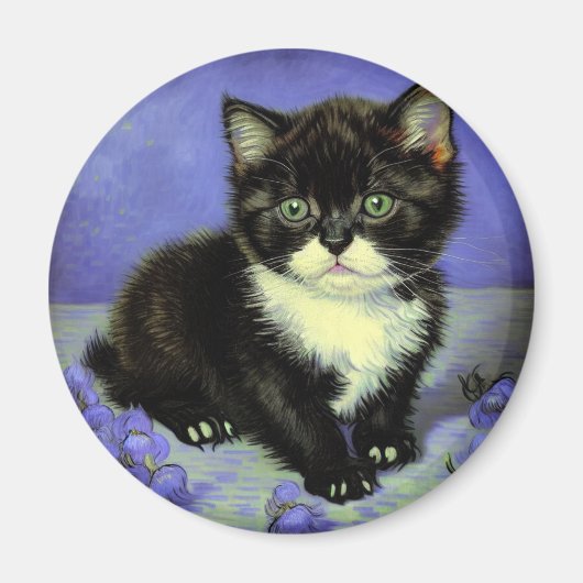 Van Gogh Tuxedo Kitten Magneet (Voorkant)