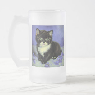 Van Gogh Tuxedo Kitten Matglas Bierpul