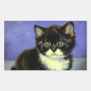 Van Gogh Tuxedo Kitten Rechthoekige Sticker