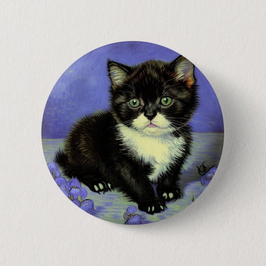 Van Gogh Tuxedo Kitten Ronde Button 5,7 Cm (Voorkant)