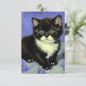 Van Gogh Tuxedo Kitten RSVP Kaartje (Staand voorkant)