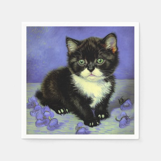 Van Gogh Tuxedo Kitten Servet (Voorkant)