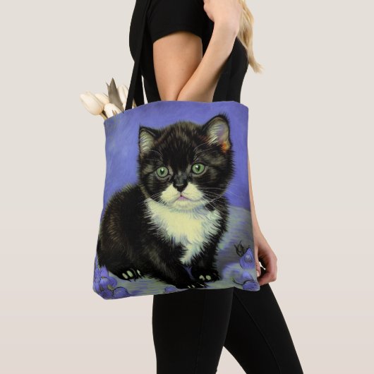 Van Gogh Tuxedo Kitten Tote Bag (Dichtbij)