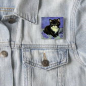 Van Gogh Tuxedo Kitten Vierkante Button 5,1 Cm (In situ)