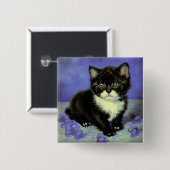 Van Gogh Tuxedo Kitten Vierkante Button 5,1 Cm (Voorkant /achterkant)