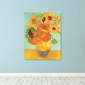 Van Gogh - Twaalf zonnebloemen Canvas Afdruk (Insitu (Houten vloer))