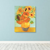 Van Gogh - Twaalf zonnebloemen Canvas Afdruk (Insitu (Houten vloer))
