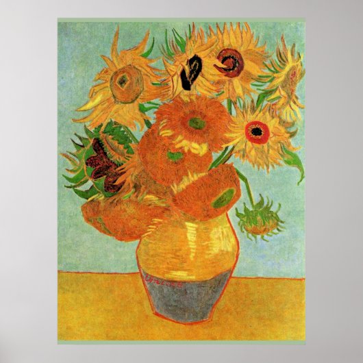 Van Gogh - Twaalf zonnebloemen Poster (Voorkant)