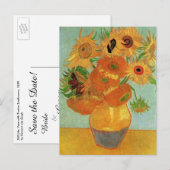 Van Gogh Twaalf Zonnebloemen,  sparen de Datum Aankondigingskaart (Voorkant / Achterkant)