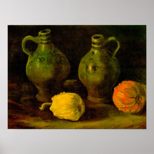 Van Gogh Twee Kannen en Pompoenen Poster (Voorkant)