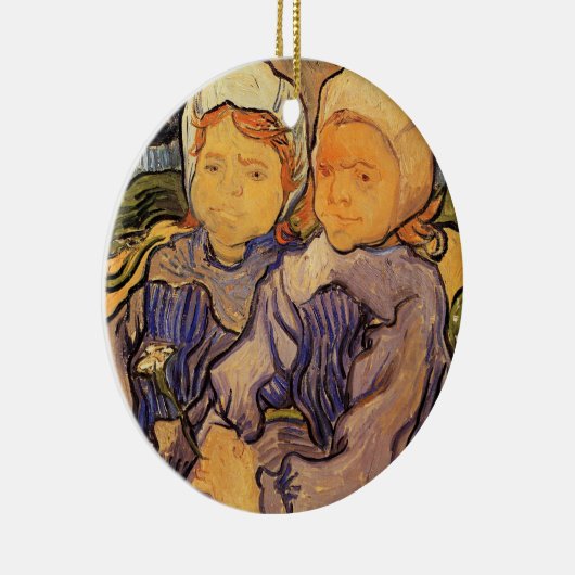 Van Gogh, twee kinderen,  impressionistische kunst Keramisch Ornament (Rechts)