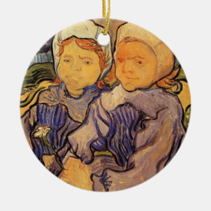 Van Gogh, twee kinderen,  impressionistische kunst Keramisch Ornament