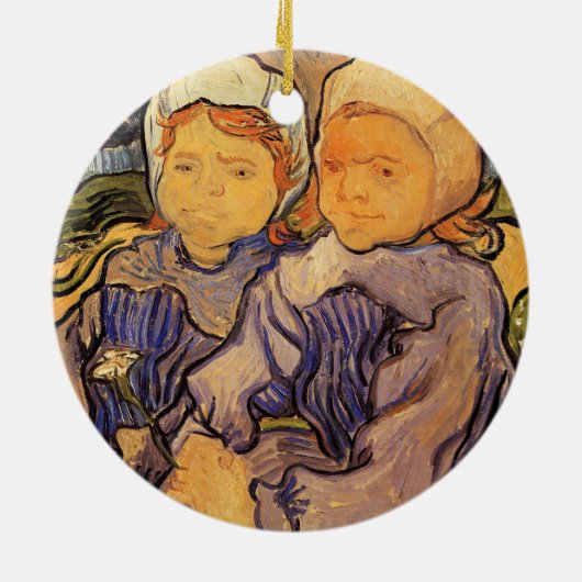 Van Gogh, twee kinderen,  impressionistische kunst Keramisch Ornament (Achterkant)