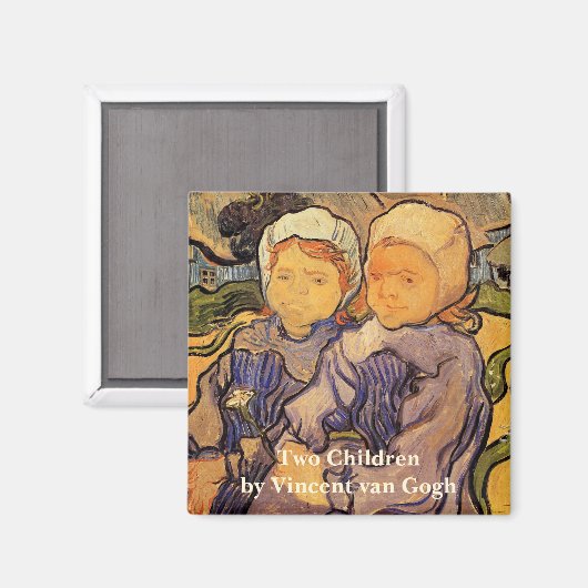 Van Gogh, twee kinderen,  impressionistische kunst Magneet (Voorkant / Achterkant)