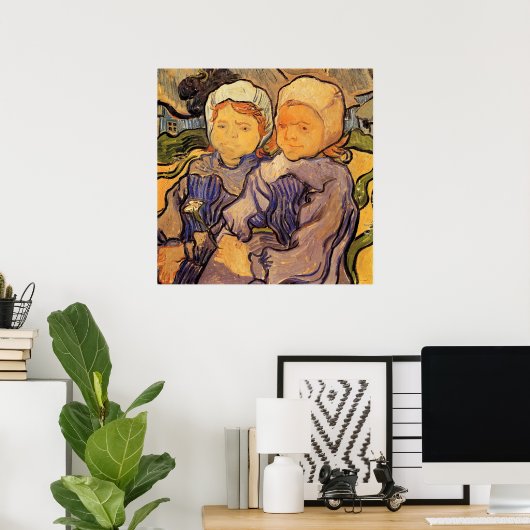 Van Gogh, twee kinderen, impressionistische kunst Poster (Thuiskantoor)
