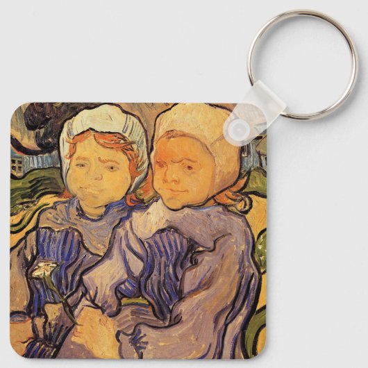 Van Gogh, twee kinderen, impressionistische kunst Sleutelhanger (Achterkant)