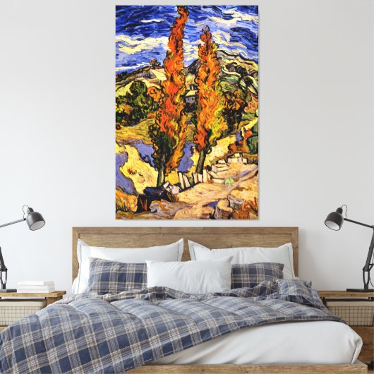Van Gogh - Twee populieren op een heuvel Canvas Afdruk (Insitu (Slaapkamer))