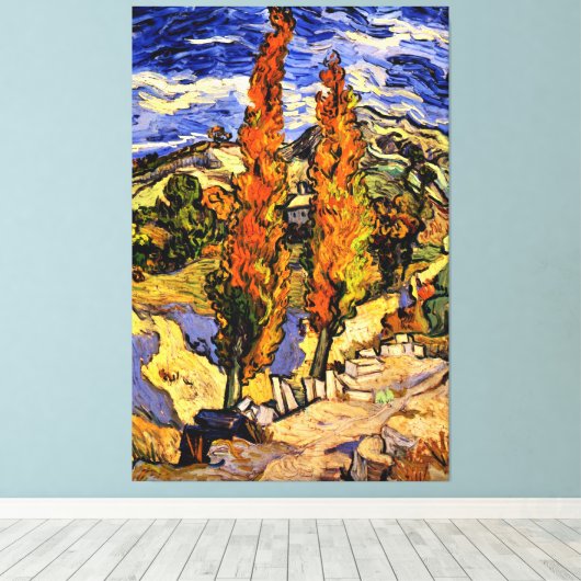 Van Gogh - Twee populieren op een heuvel Canvas Afdruk (Insitu (Houten vloer))