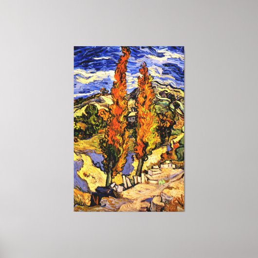 Van Gogh - Twee populieren op een heuvel Canvas Afdruk (Voorkant)