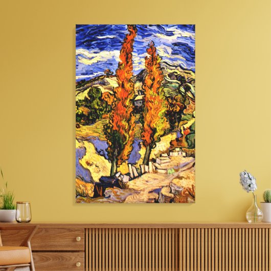 Van Gogh - Twee populieren op een heuvel Canvas Afdruk (Insitu (Woonkamer))