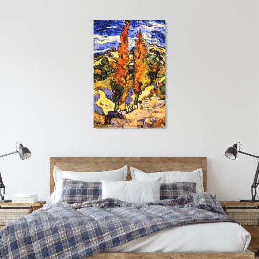 Van Gogh - Twee populieren op een heuvel Canvas Afdruk (Insitu (Slaapkamer))