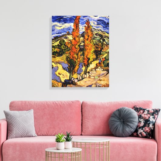 Van Gogh - Twee populieren op een heuvel Canvas Afdruk (Insitu (Woonkamer))