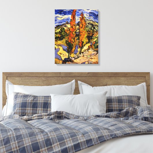 Van Gogh - Twee populieren op een heuvel Canvas Afdruk (Insitu (Slaapkamer))