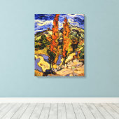 Van Gogh - Twee populieren op een heuvel Canvas Afdruk (Insitu (Houten vloer))