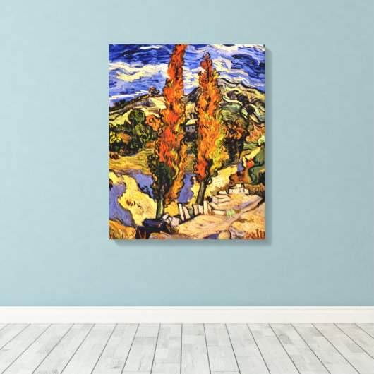 Van Gogh - Twee populieren op een heuvel Canvas Afdruk (Insitu (Houten vloer))