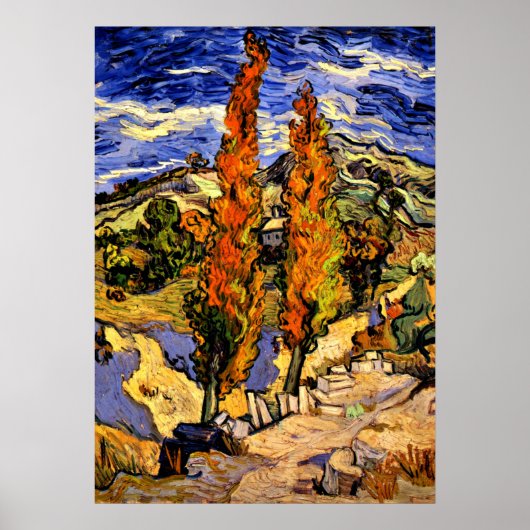 Van Gogh - Two Poplars on a Hill - 1889 Poster (Voorkant)