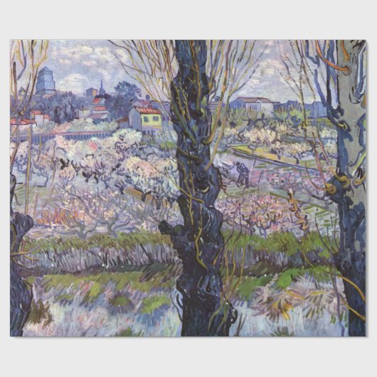 Van Gogh Uitzicht Arles Bloeiende tuin Cadeaupapier (Vlak)