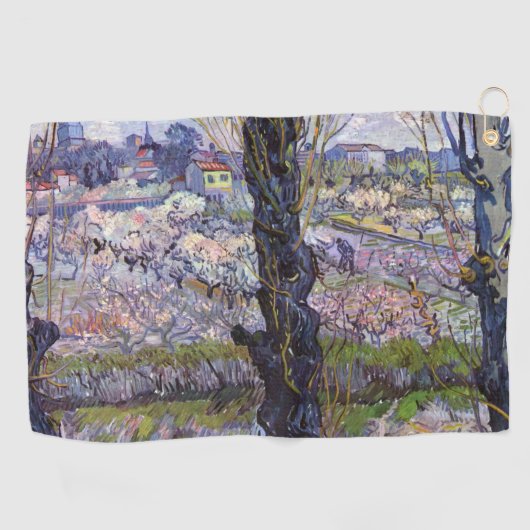 Van Gogh Uitzicht Arles Bloeiende tuin Golfhanddoek (Horizontaal)