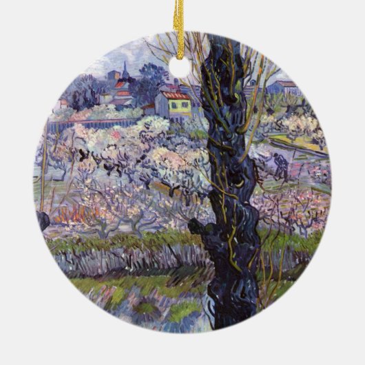 Van Gogh Uitzicht Arles Bloeiende tuin Keramisch Ornament (Achterkant)