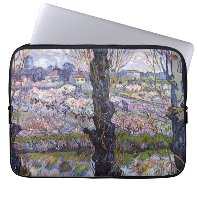 Van Gogh Uitzicht Arles Bloeiende tuin Laptop Sleeve (Voorkant)
