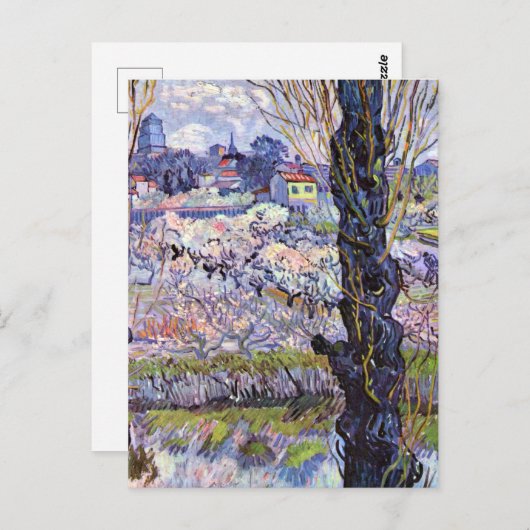 Van Gogh - Uitzicht van Arles, bloeiende boomgaard Briefkaart (Voorkant / Achterkant)